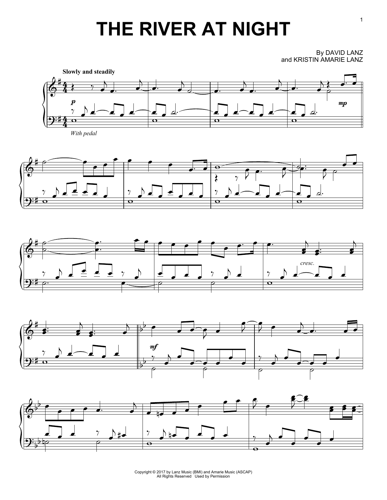 Download David Lanz The River At Night Sheet Music and learn how to play Piano Solo PDF digital score in minutes