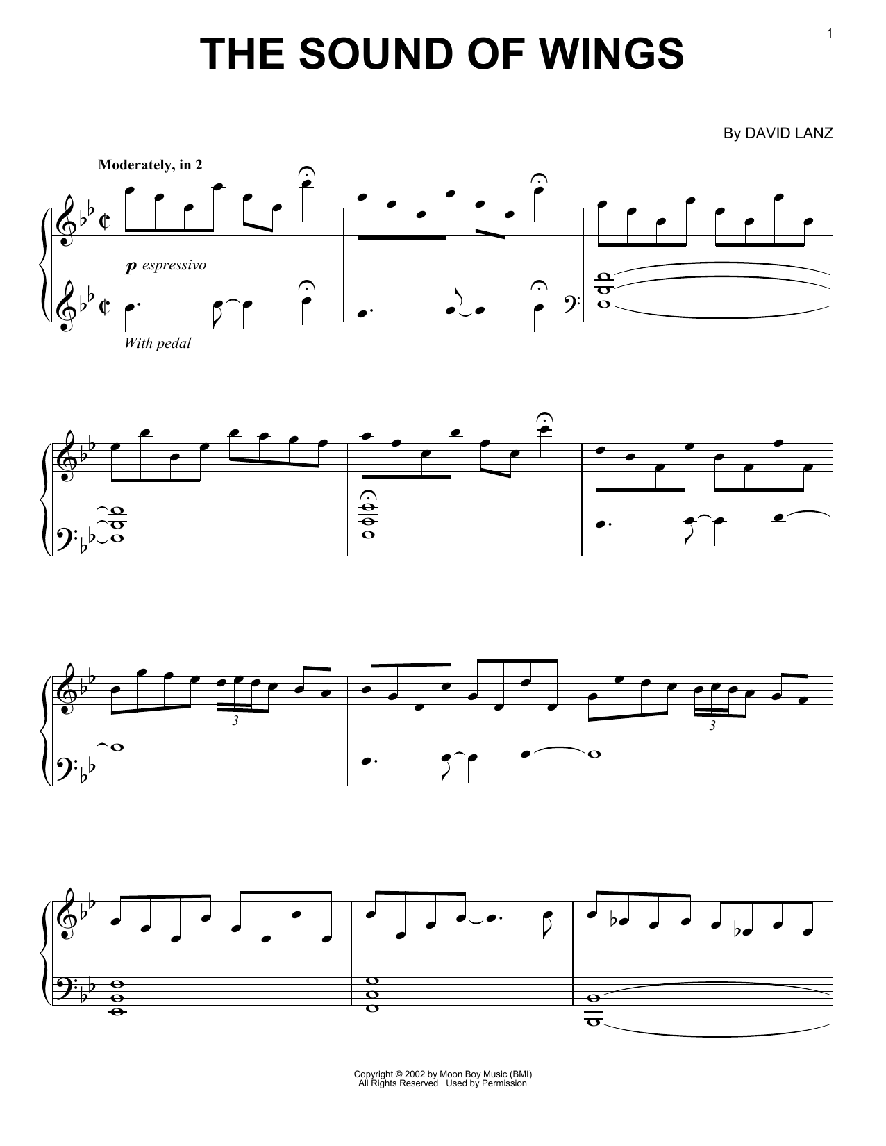Download David Lanz The Sound Of Wings Sheet Music and learn how to play Piano Solo PDF digital score in minutes