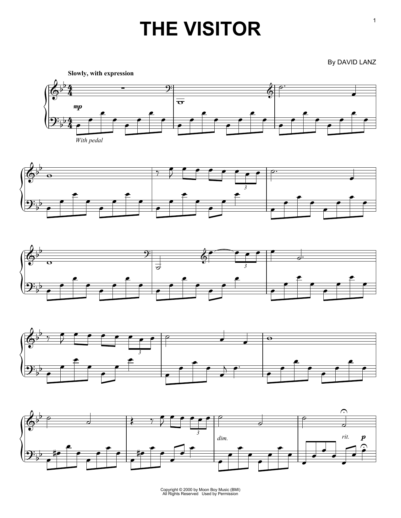 Download David Lanz The Visitor Sheet Music and learn how to play Piano Solo PDF digital score in minutes