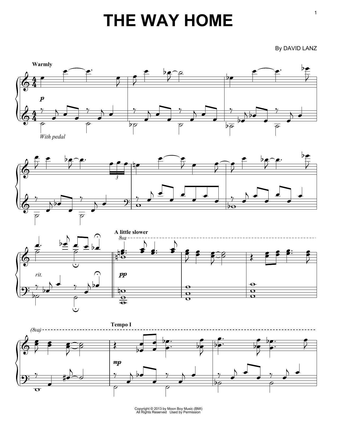 Download David Lanz The Way Home Sheet Music and learn how to play Piano Solo PDF digital score in minutes