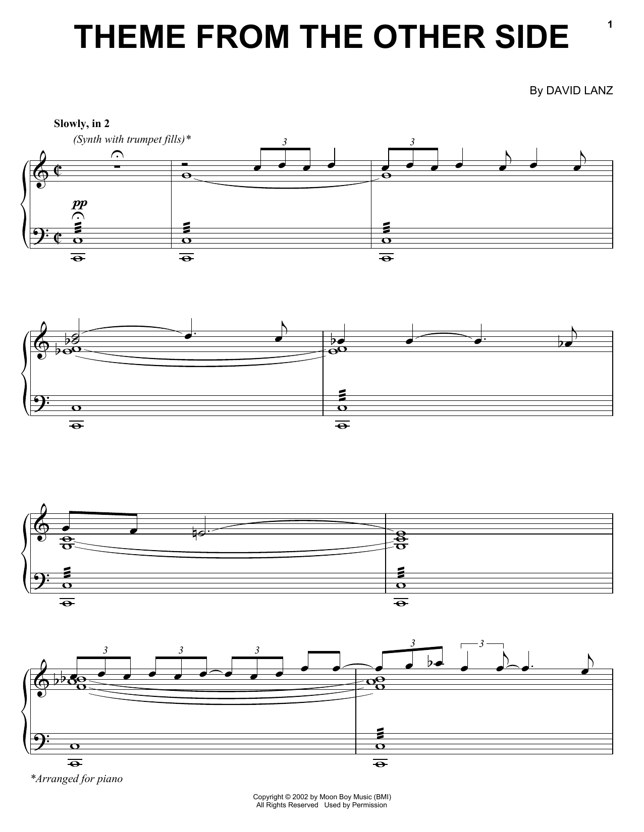 Download David Lanz Theme From The Other Side Sheet Music and learn how to play Piano Solo PDF digital score in minutes