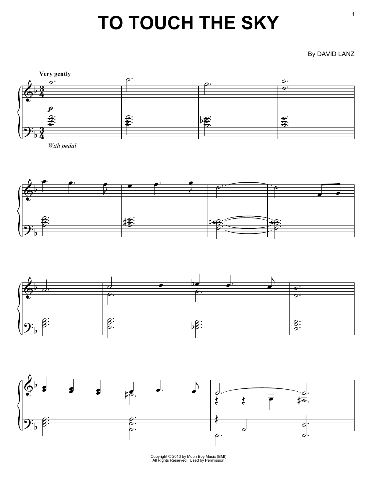 Download David Lanz To Touch The Sky Sheet Music and learn how to play Piano Solo PDF digital score in minutes