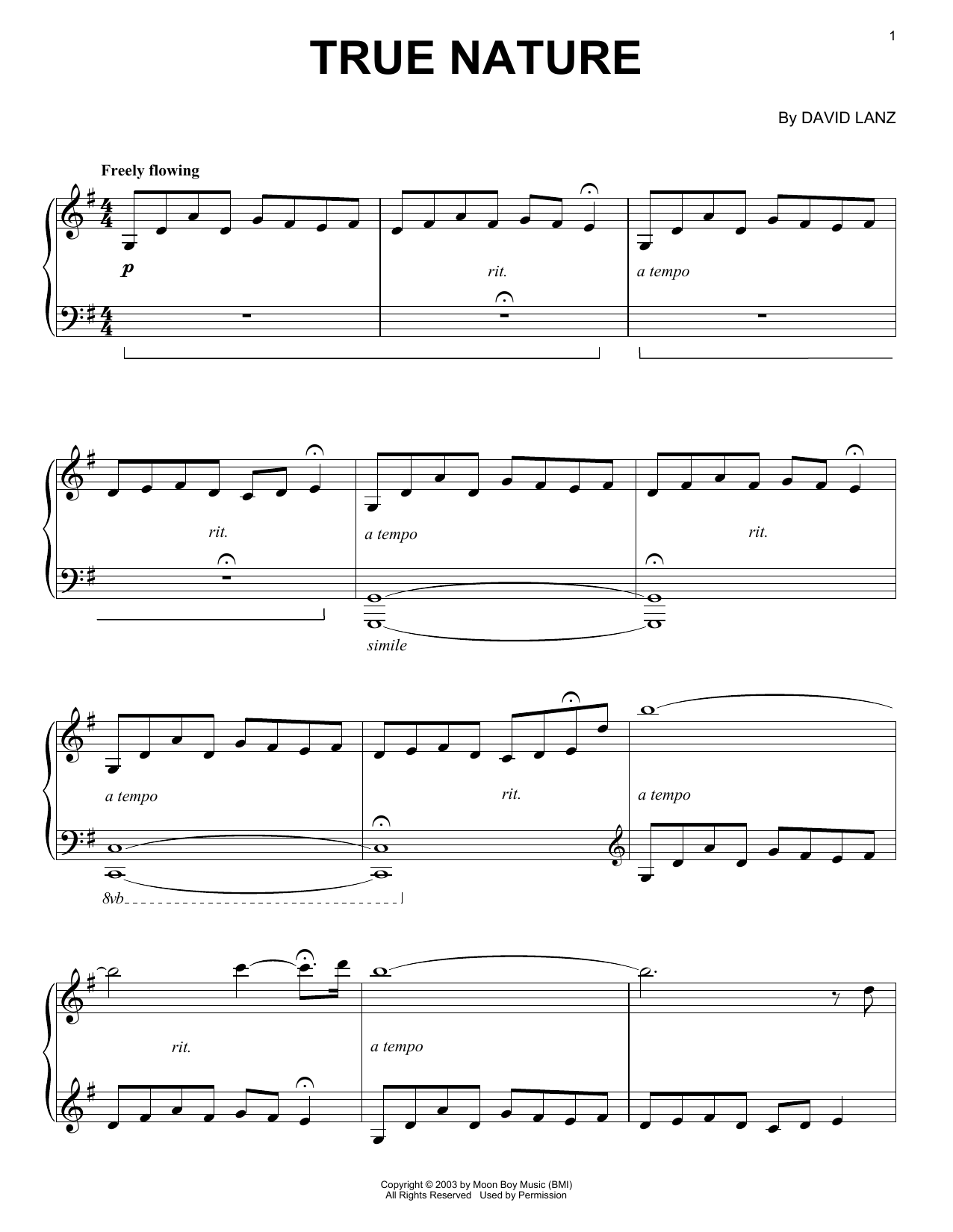 Download David Lanz True Nature Sheet Music and learn how to play Piano Solo PDF digital score in minutes