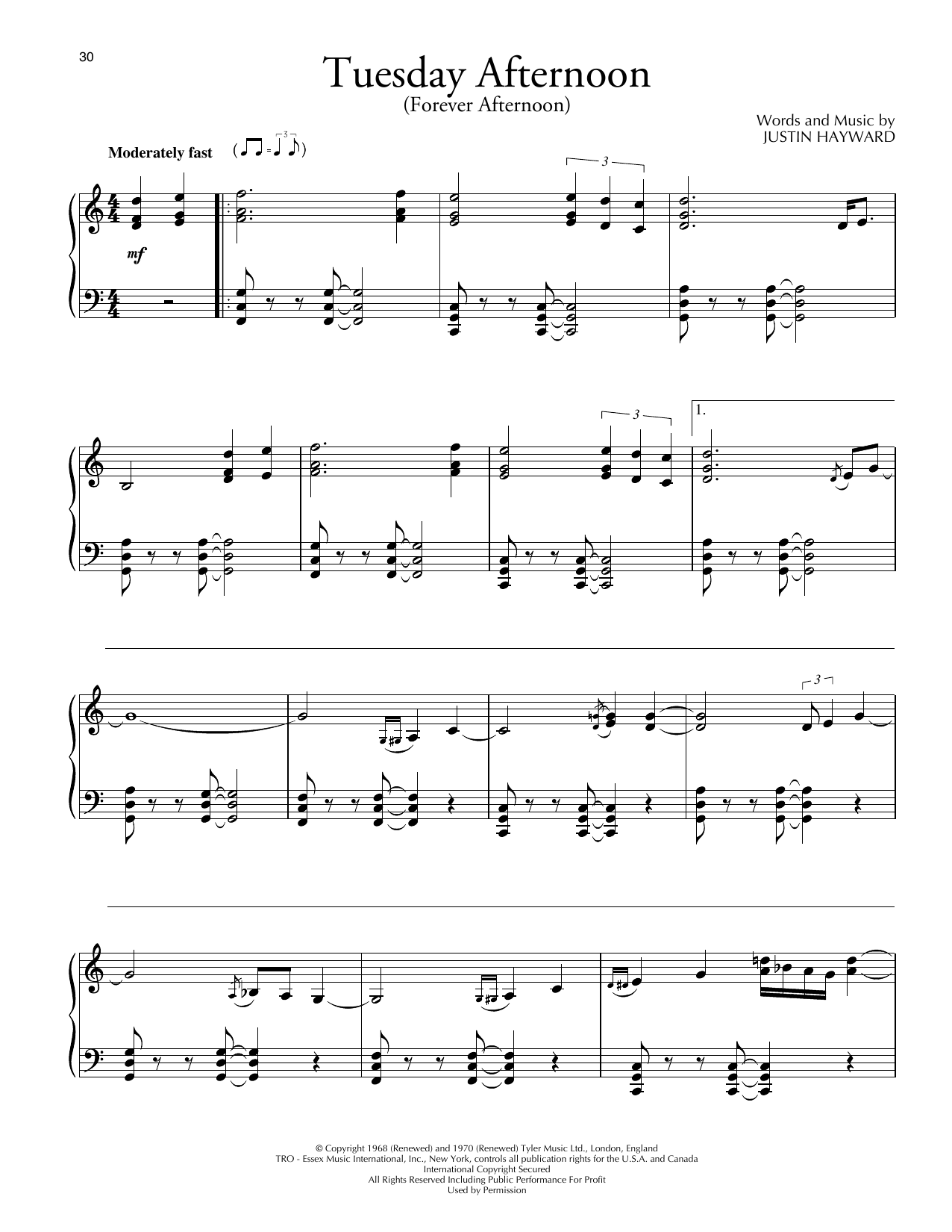 Download David Lanz Tuesday Afternoon (Forever Afternoon) Sheet Music and learn how to play Piano Solo PDF digital score in minutes