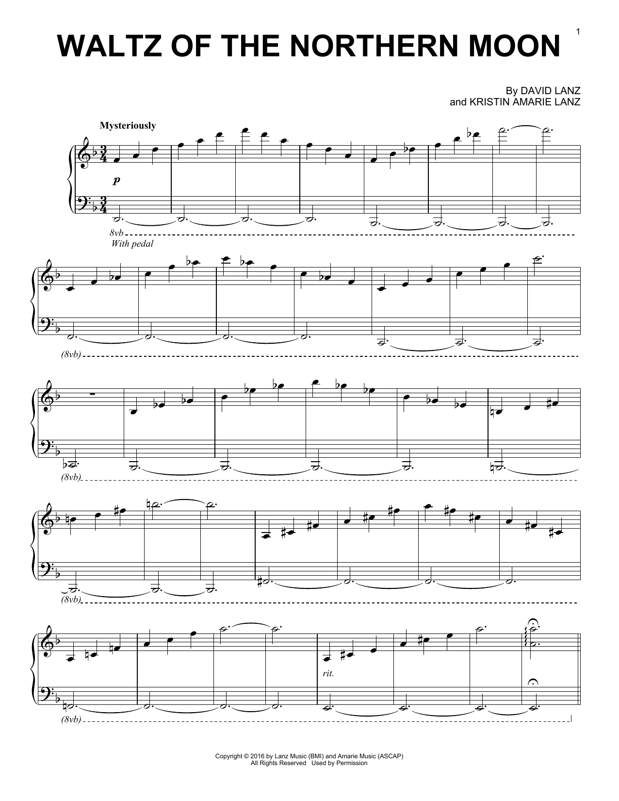 Download David Lanz Waltz Of The Northern Moon Sheet Music and learn how to play Piano Solo PDF digital score in minutes
