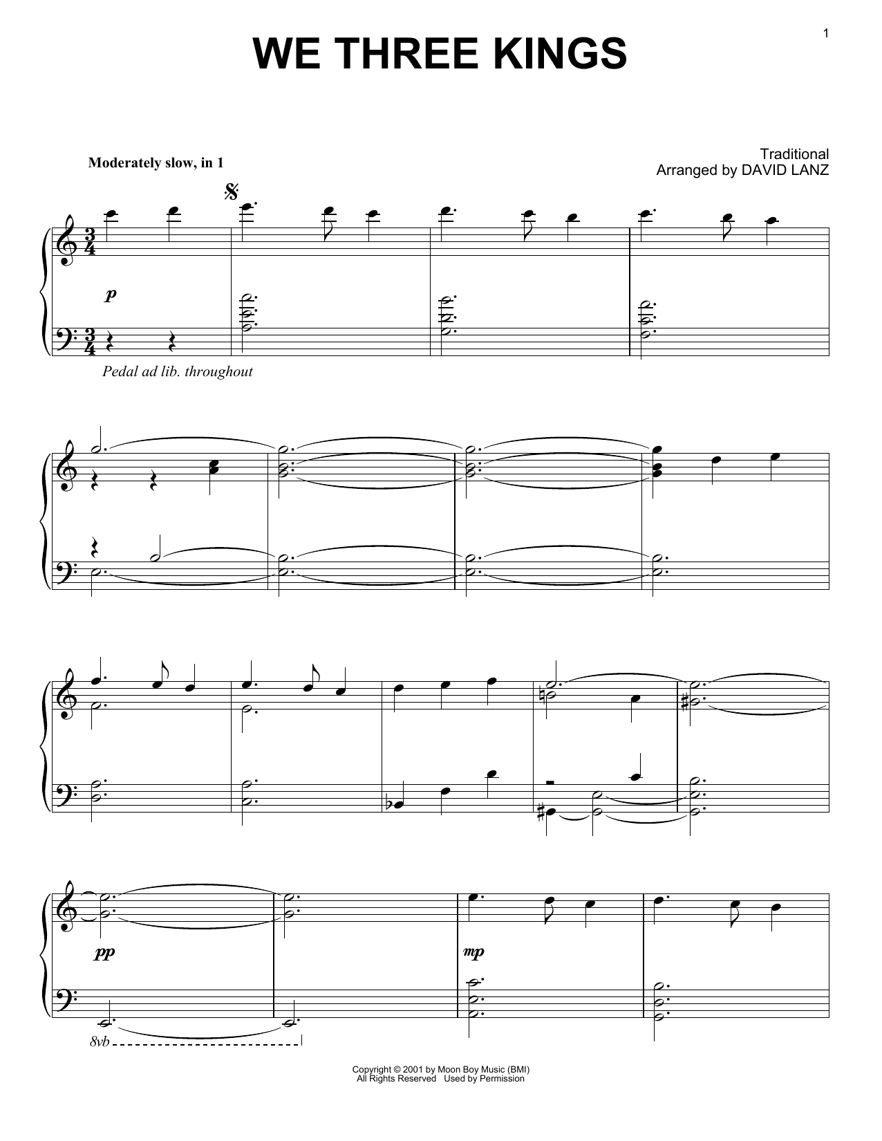 Download David Lanz We Three Kings Sheet Music and learn how to play Piano Solo PDF digital score in minutes