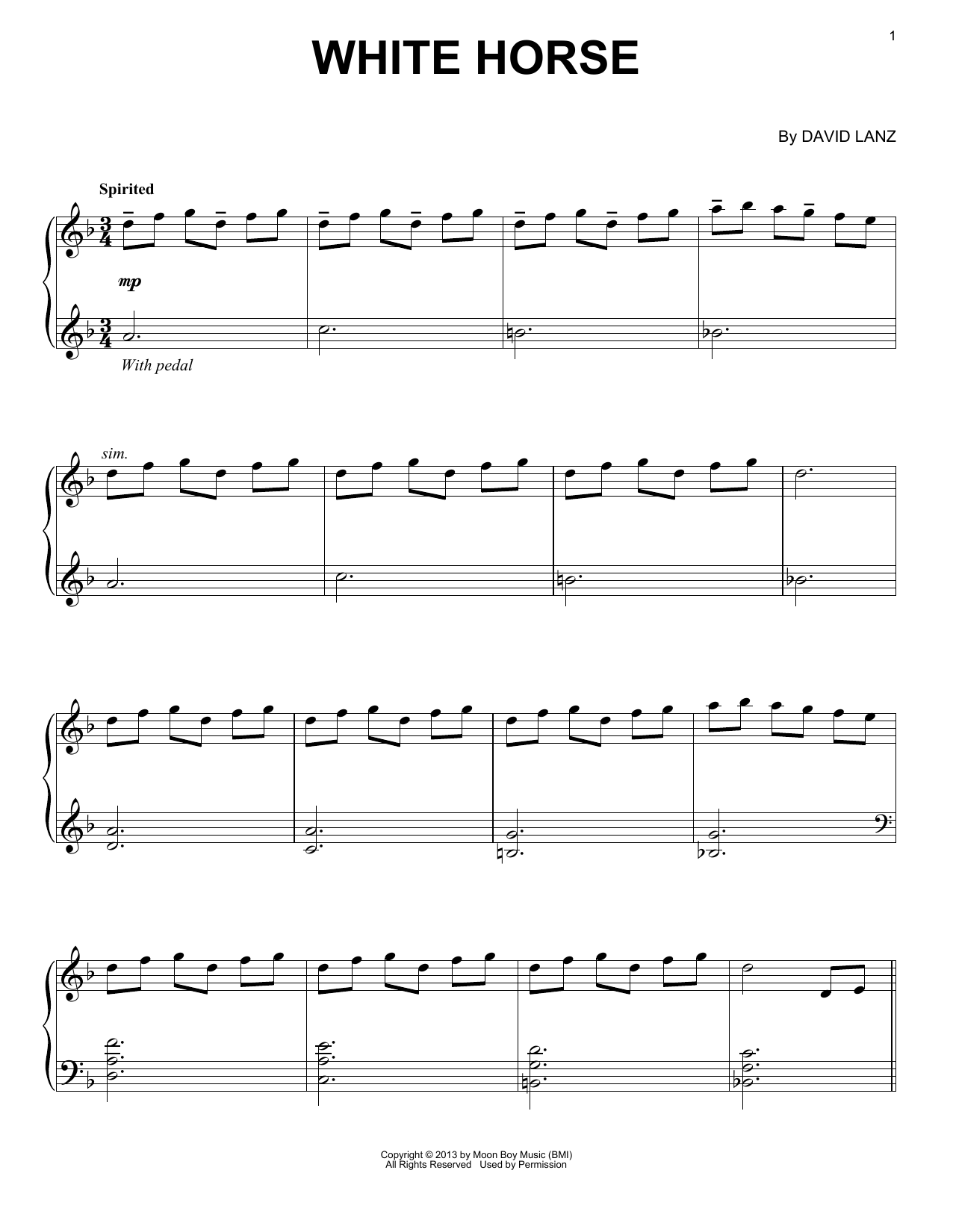 Download David Lanz White Horse Sheet Music and learn how to play Piano Solo PDF digital score in minutes