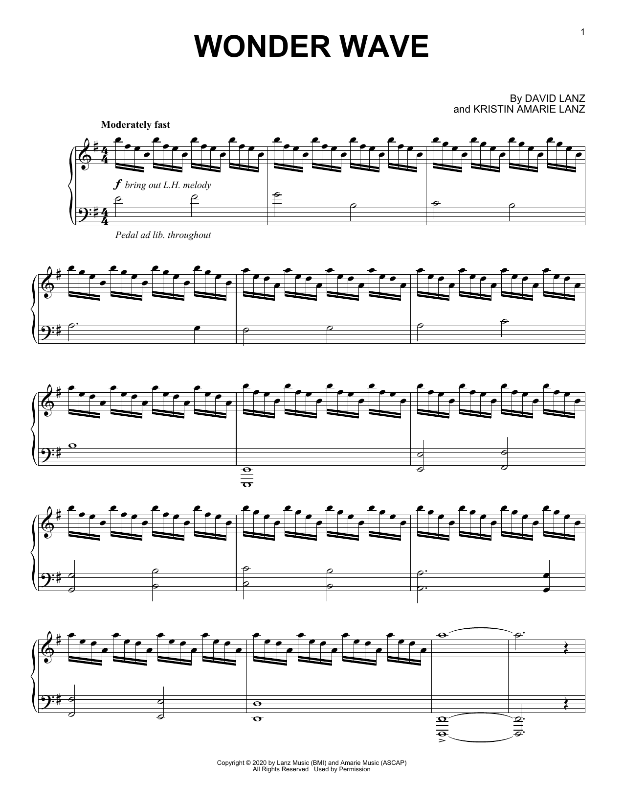 Download David Lanz Wonder Wave Sheet Music and learn how to play Piano Solo PDF digital score in minutes