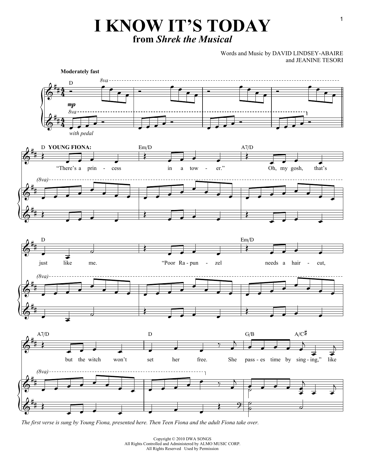 Download David Lindsay-Abaire I Know It's Today Sheet Music and learn how to play Piano & Vocal PDF digital score in minutes
