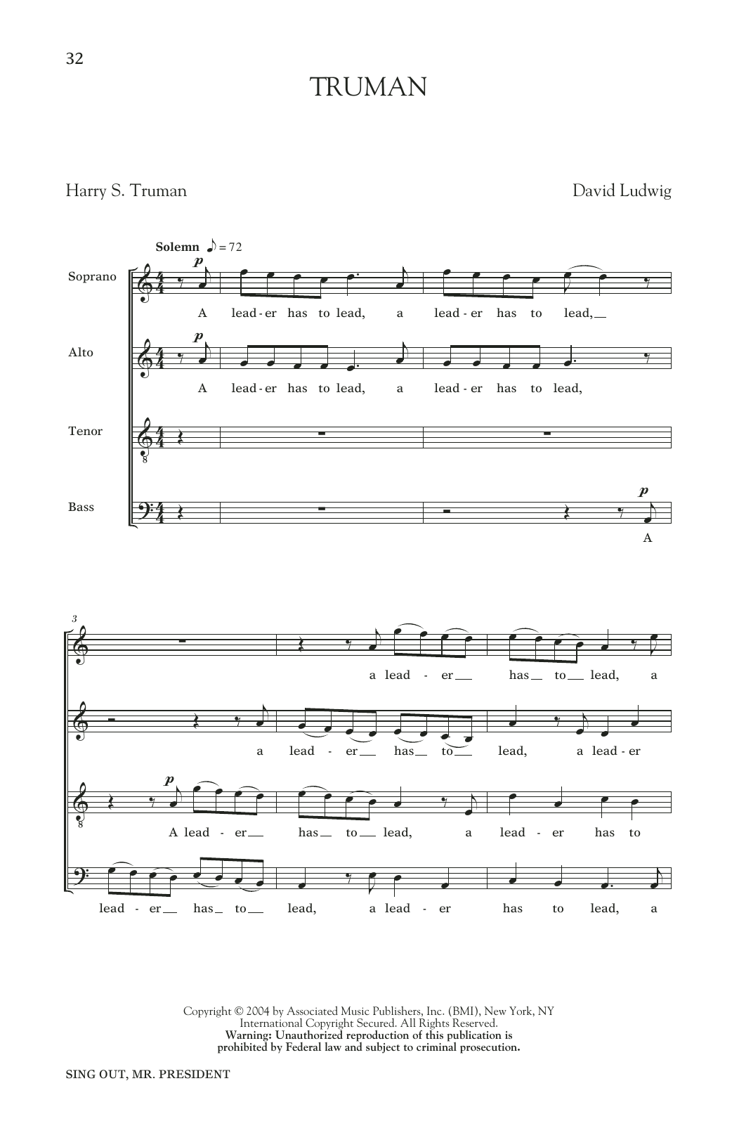 Download David Ludwig Truman Sheet Music and learn how to play Choral PDF digital score in minutes