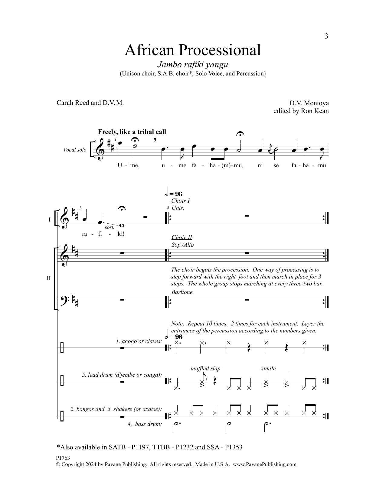 Download David Montoya African Processional Sheet Music and learn how to play SAB Choir PDF digital score in minutes
