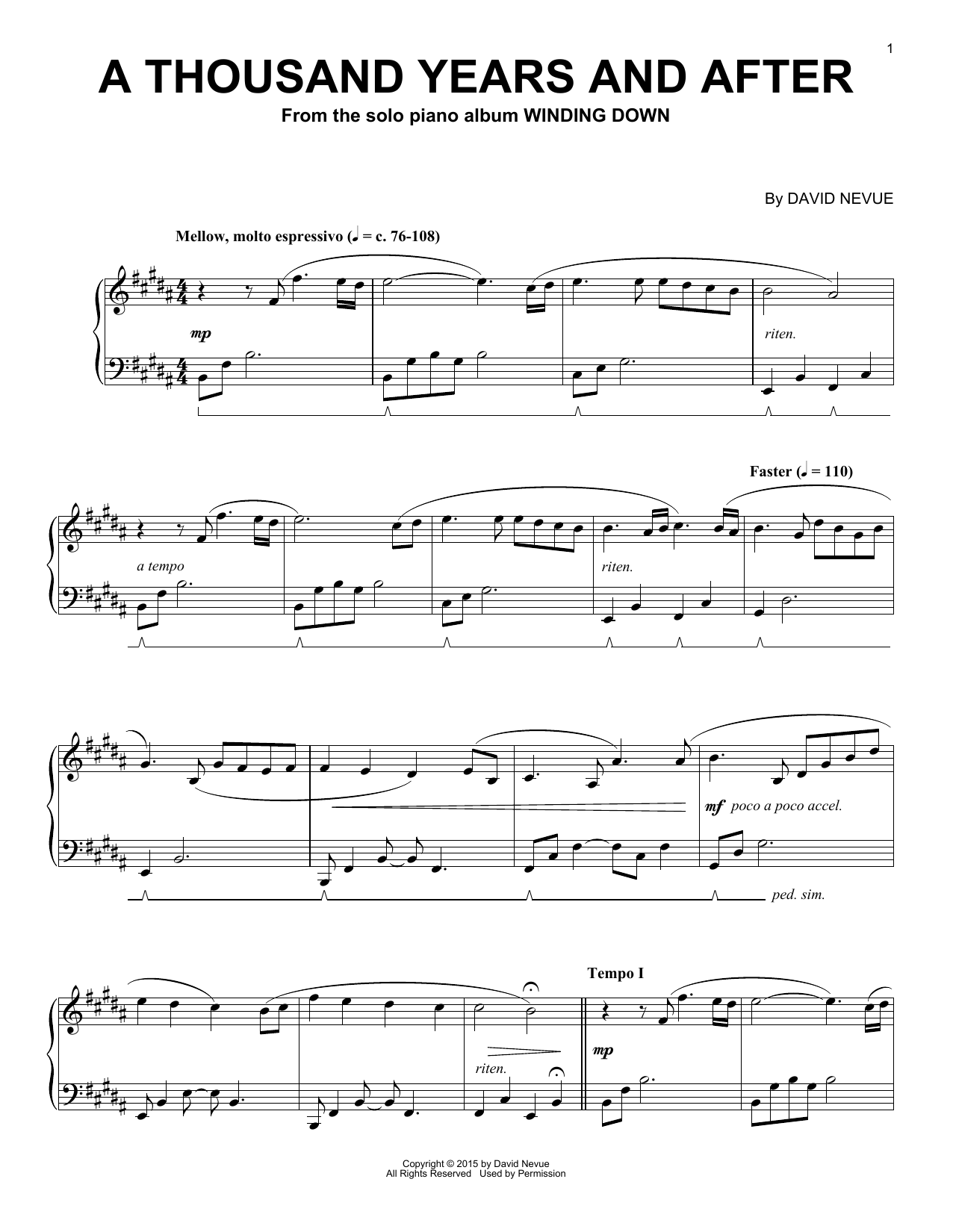 Download David Nevue A Thousand Years And After Sheet Music and learn how to play Piano Solo PDF digital score in minutes