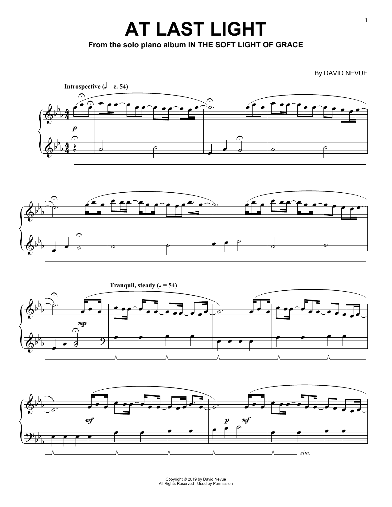 Download David Nevue At Last Light Sheet Music and learn how to play Piano Solo PDF digital score in minutes