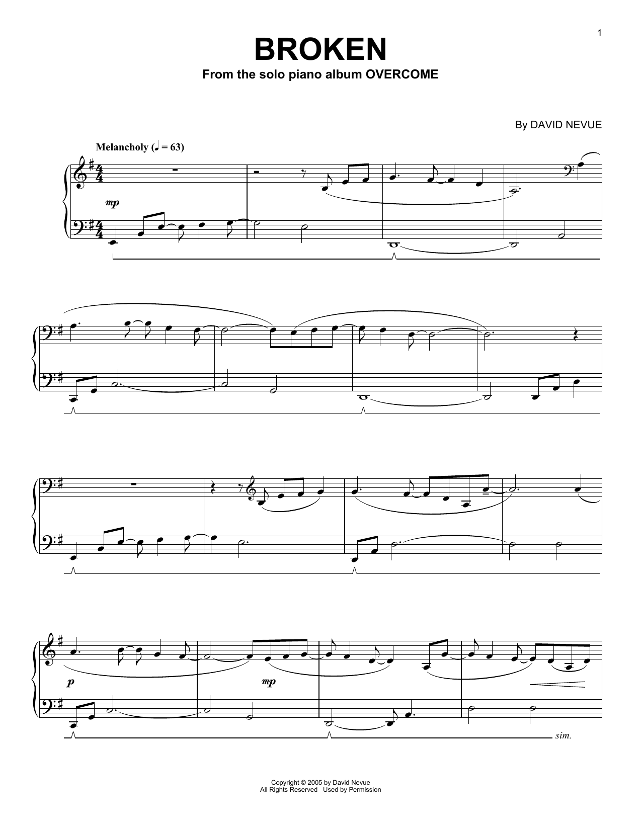 Download David Nevue Broken Sheet Music and learn how to play Piano Solo PDF digital score in minutes