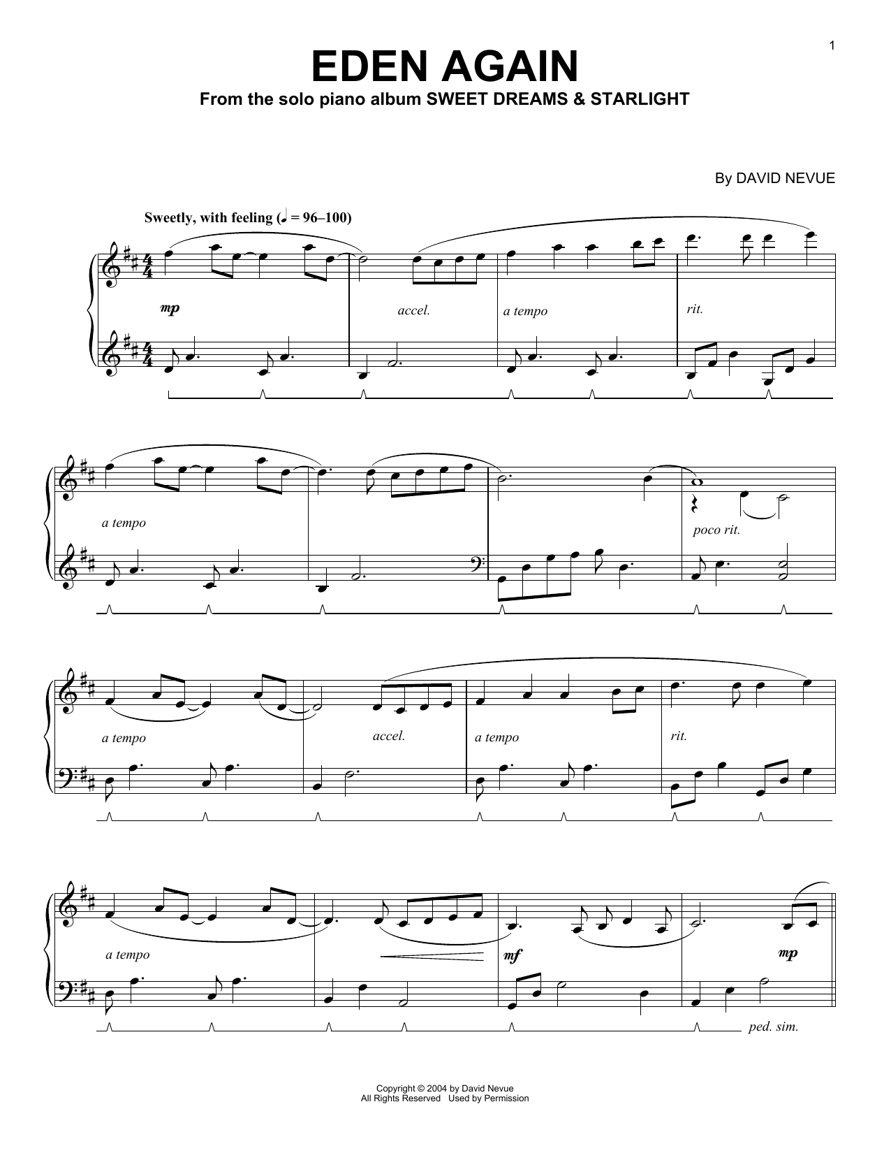 Download David Nevue Eden Again Sheet Music and learn how to play Piano Solo PDF digital score in minutes