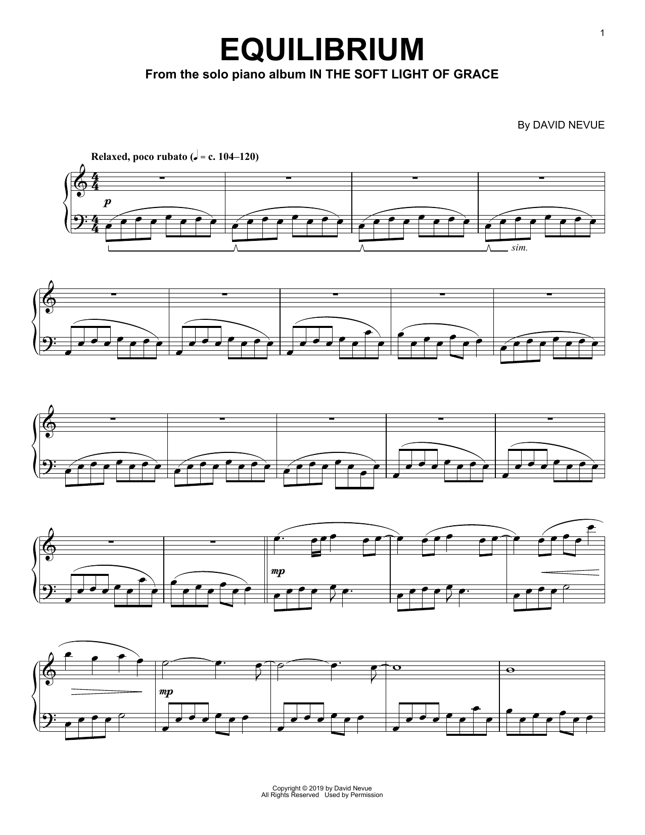 Download David Nevue Equilibrium Sheet Music and learn how to play Piano Solo PDF digital score in minutes