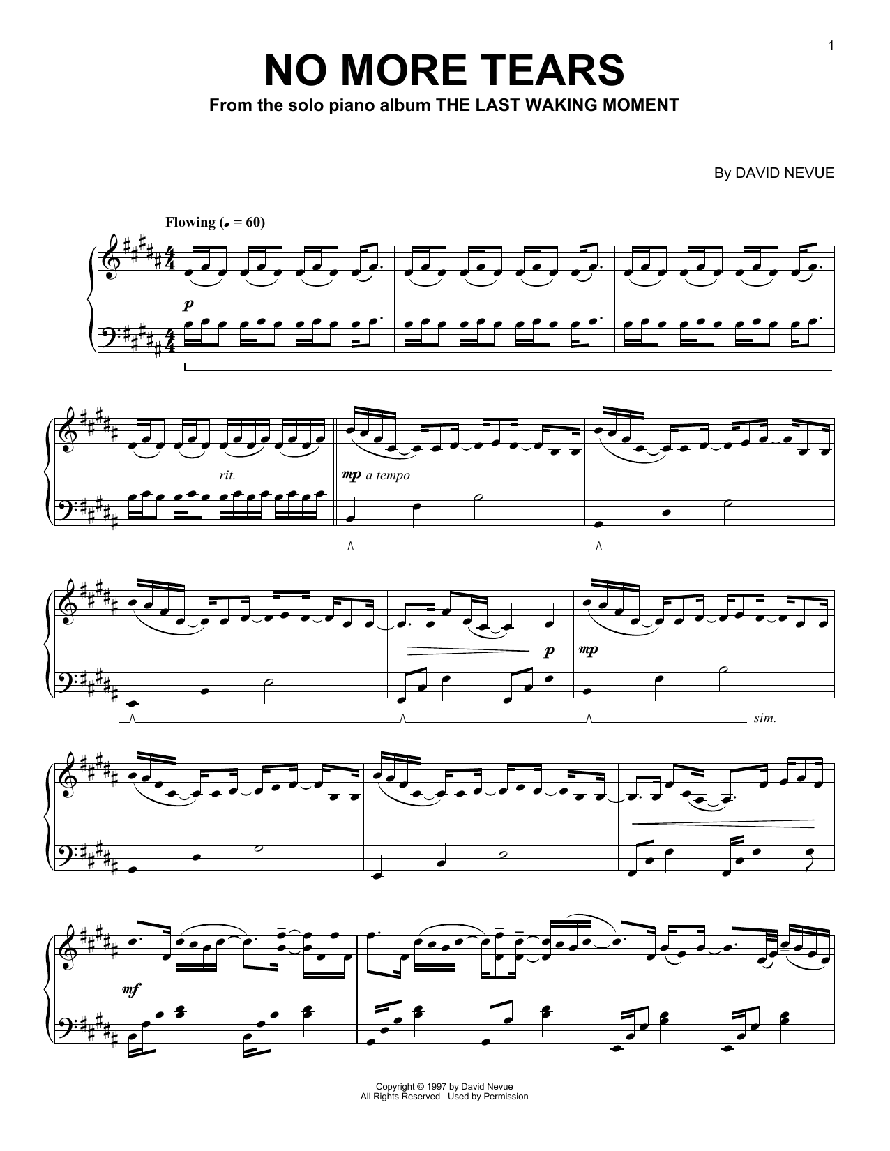 Download David Nevue No More Tears Sheet Music and learn how to play Piano Solo PDF digital score in minutes