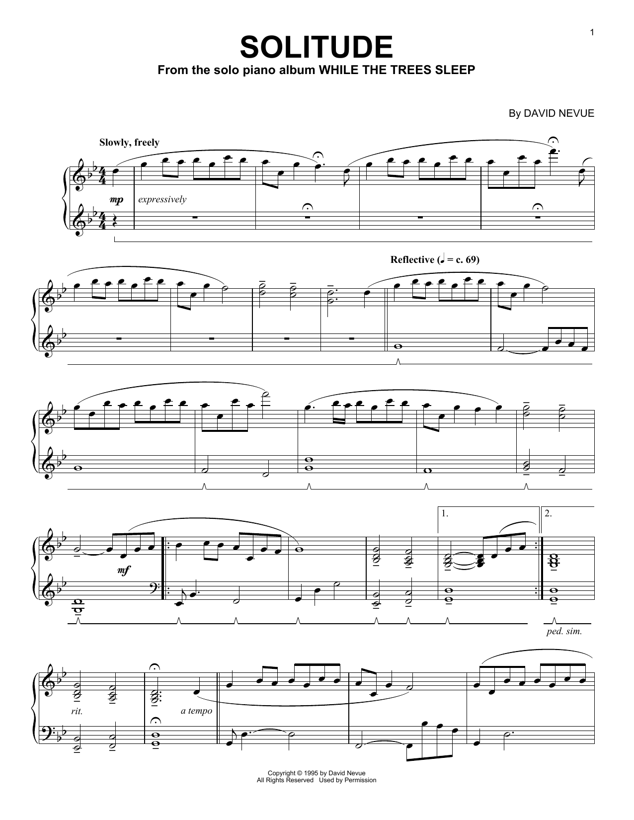 Download David Nevue Solitude Sheet Music and learn how to play Piano Solo PDF digital score in minutes