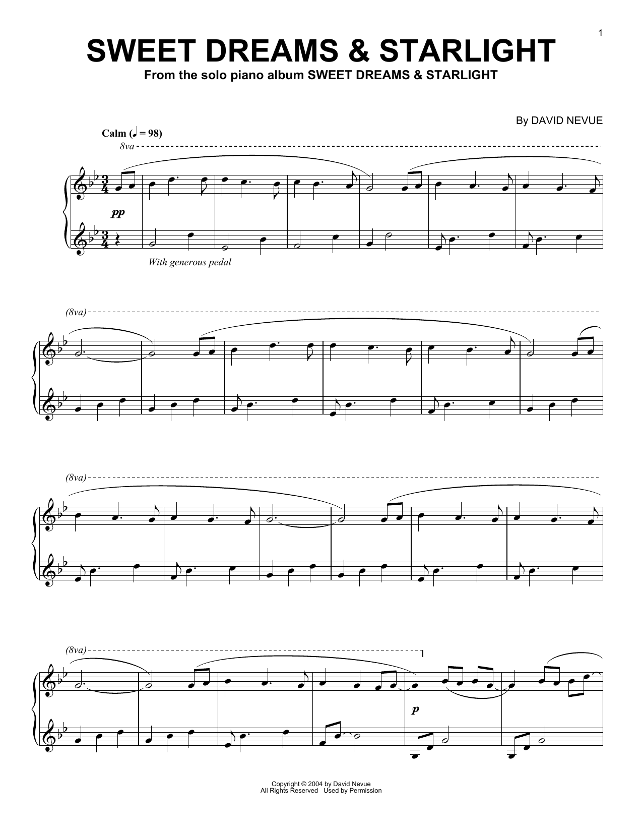 Download David Nevue Sweet Dreams & Starlight Sheet Music and learn how to play Piano Solo PDF digital score in minutes
