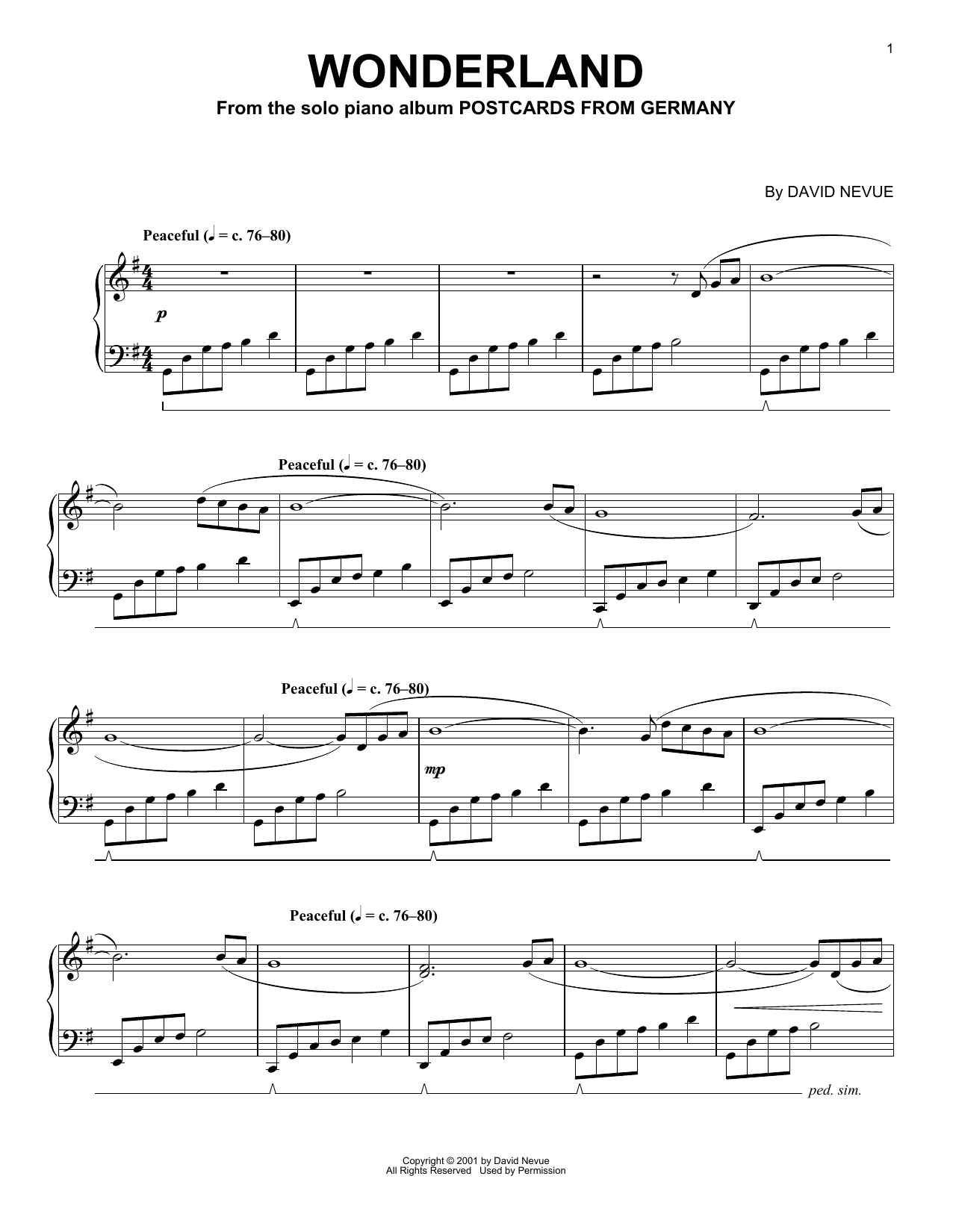 Download David Nevue Wonderland Sheet Music and learn how to play Piano Solo PDF digital score in minutes