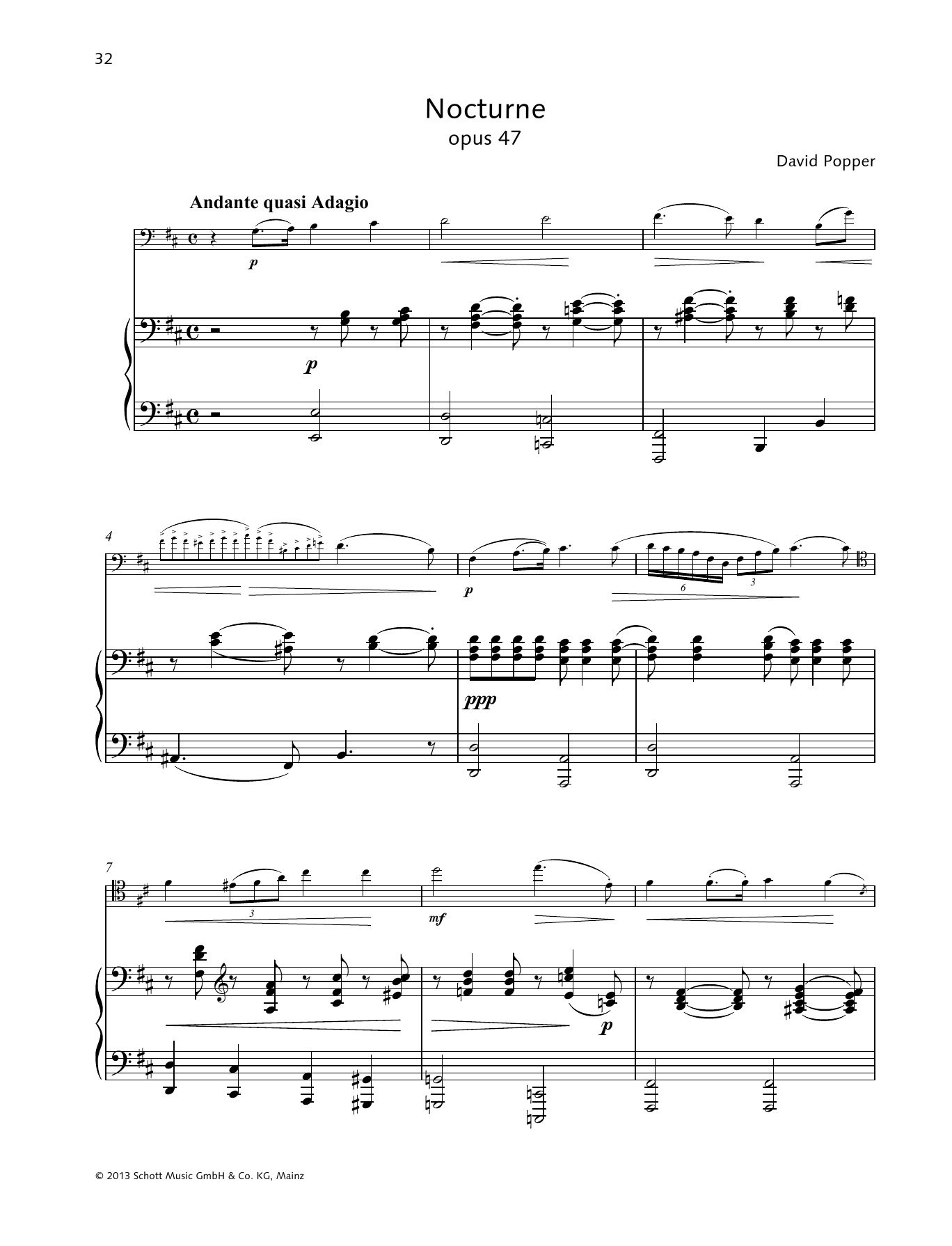 Download Dávid Popper Nocturne Sheet Music and learn how to play String Solo PDF digital score in minutes