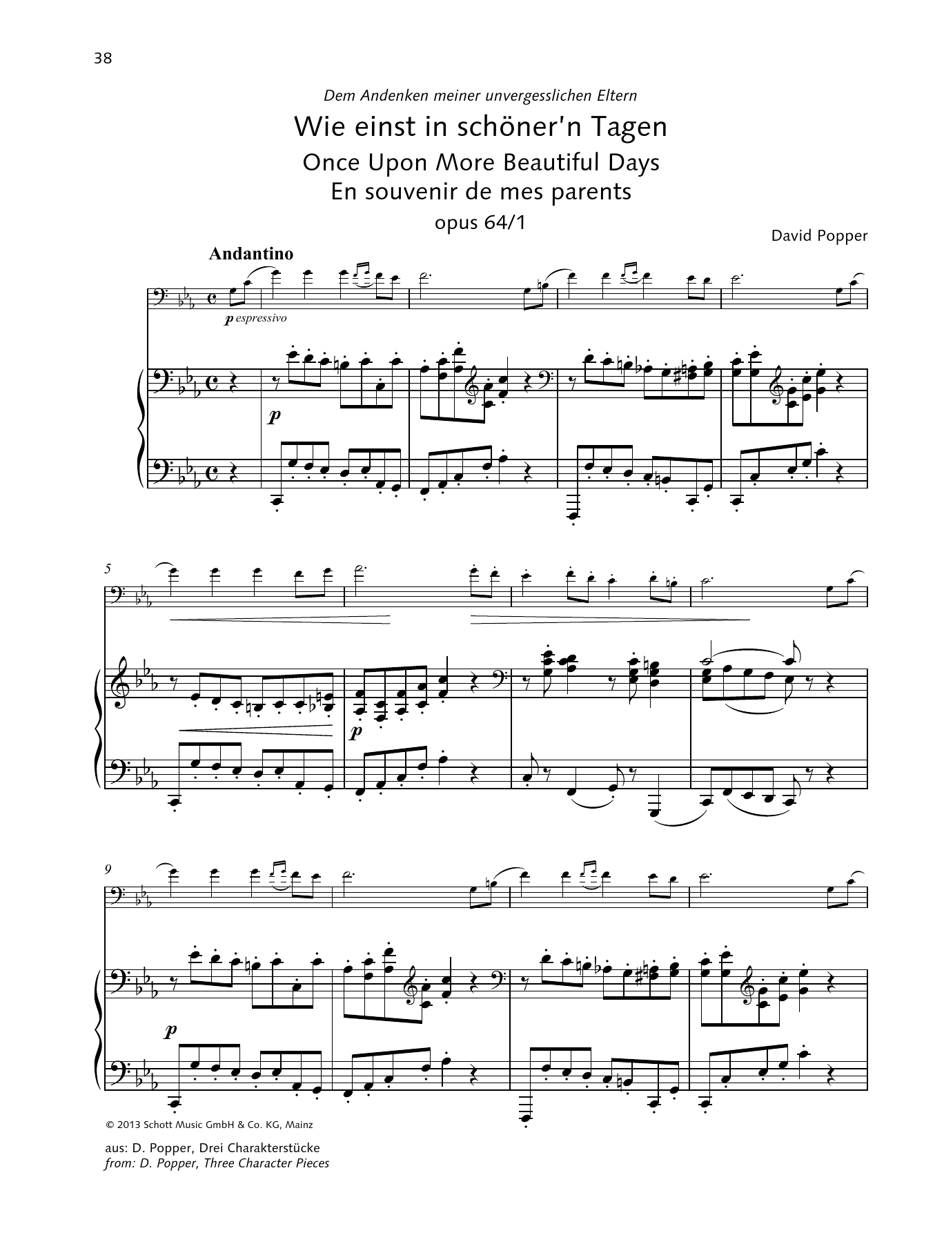 Download Dávid Popper Once Upon More Beautiful Days Sheet Music and learn how to play String Solo PDF digital score in minutes