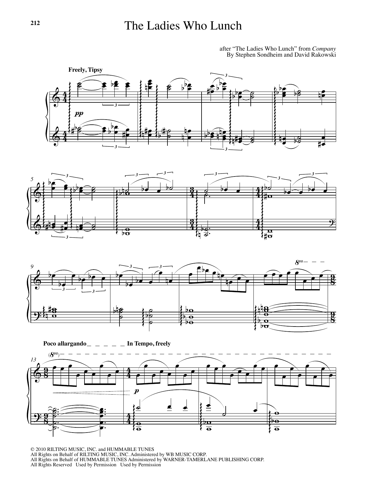 Download Stephen Sondheim The Ladies Who Lunch (arr. David Rakowski) Sheet Music and learn how to play Piano PDF digital score in minutes