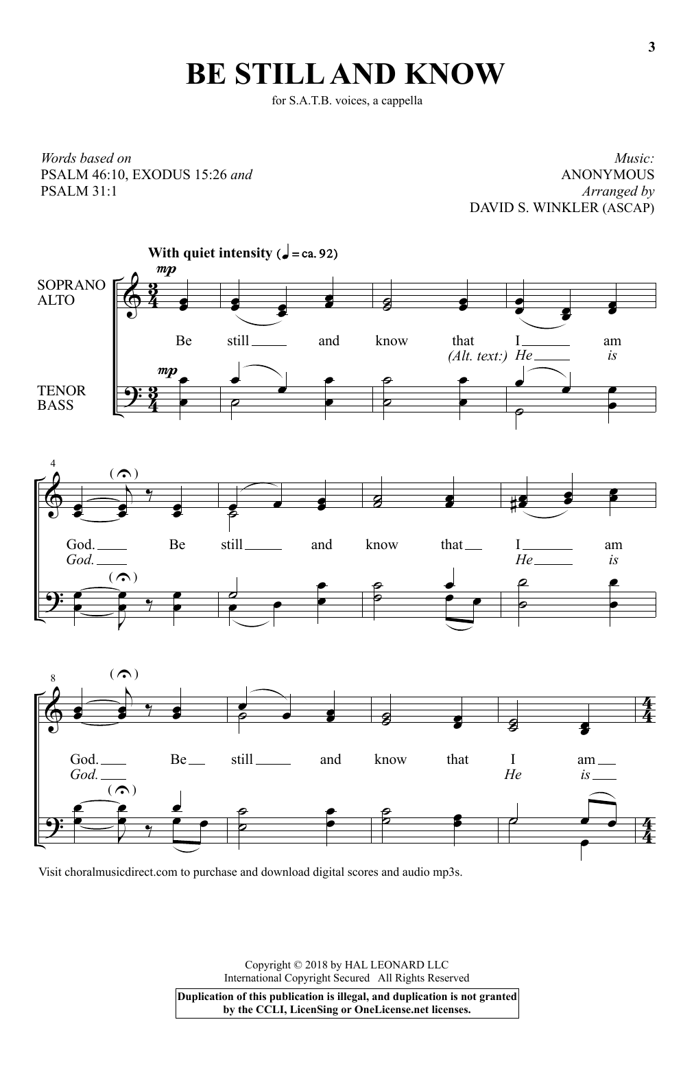 Download David S. Winkler Almost A Cappella Sheet Music and learn how to play SATB Choir PDF digital score in minutes