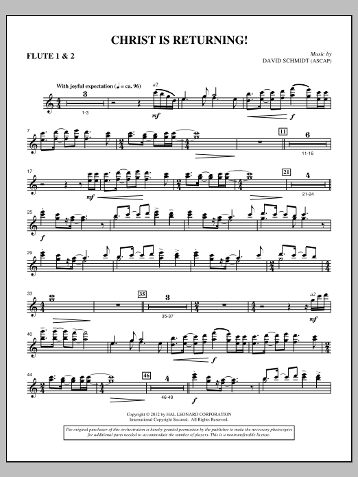 Download David Schmidt Christ Is Returning! - Flute 1 & 2 Sheet Music and learn how to play Choir Instrumental Pak PDF digital score in minutes