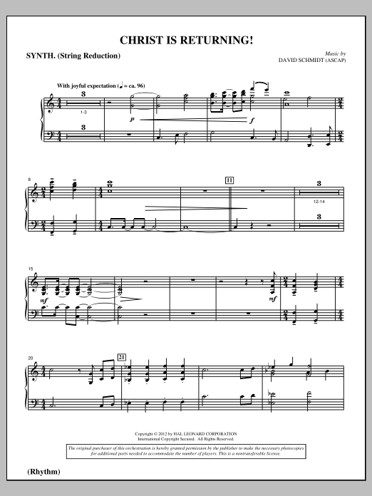 Download David Schmidt Christ Is Returning! - Keyboard String Reduction Sheet Music and learn how to play Choir Instrumental Pak PDF digital score in minutes