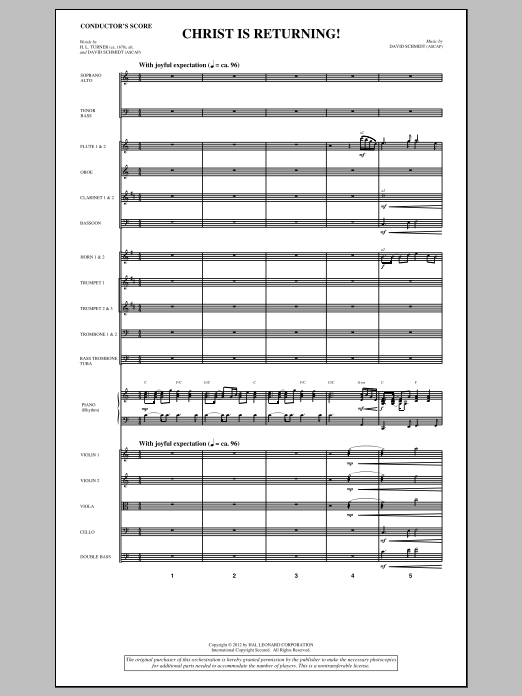 Download David Schmidt Christ Is Returning! - Score Sheet Music and learn how to play Choir Instrumental Pak PDF digital score in minutes