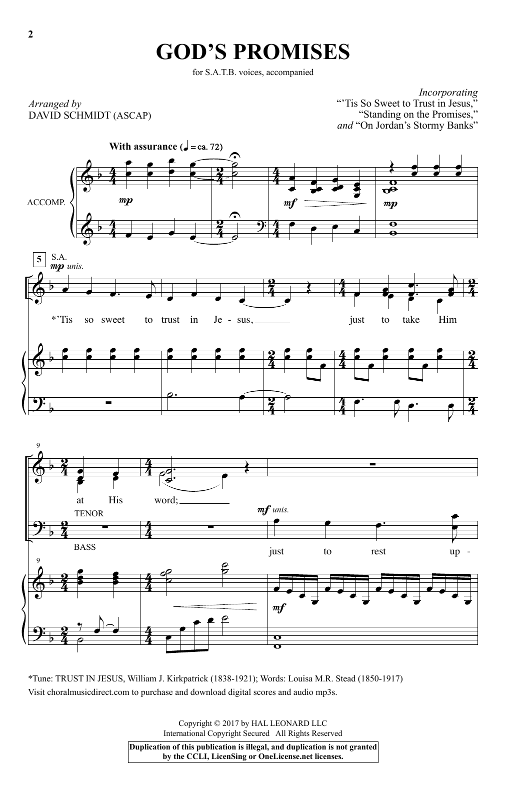 Download David Schmidt God's Promises Sheet Music and learn how to play SATB PDF digital score in minutes