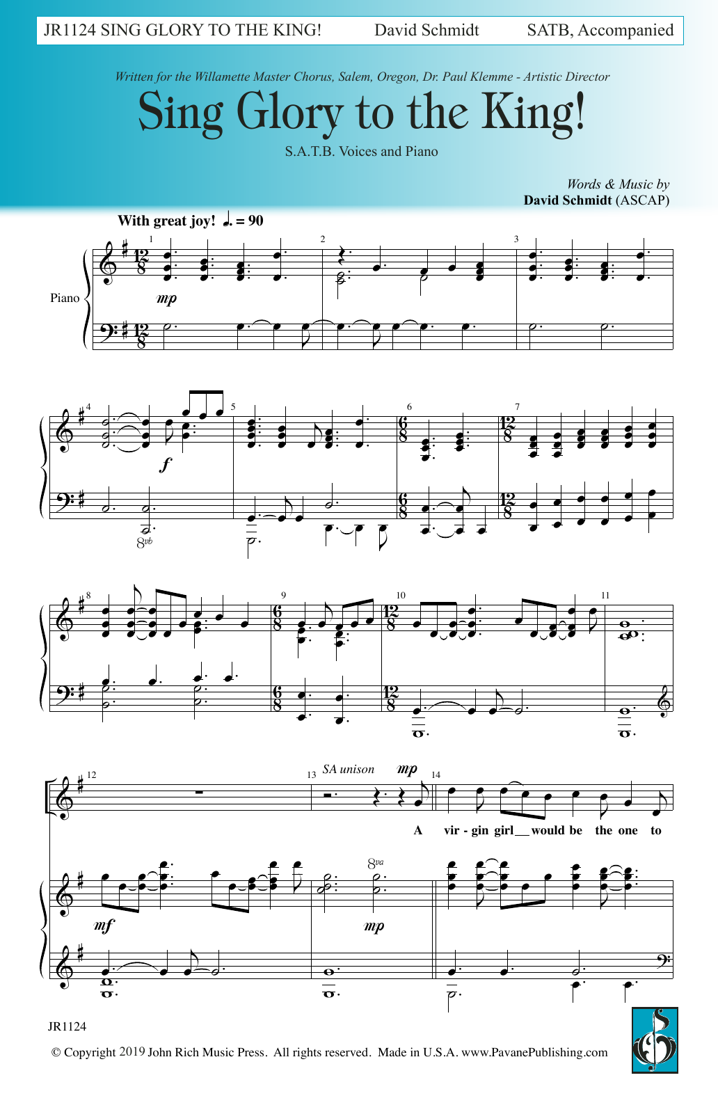 Download David Schmidt Sing Glory To The King Sheet Music and learn how to play SAB Choir PDF digital score in minutes