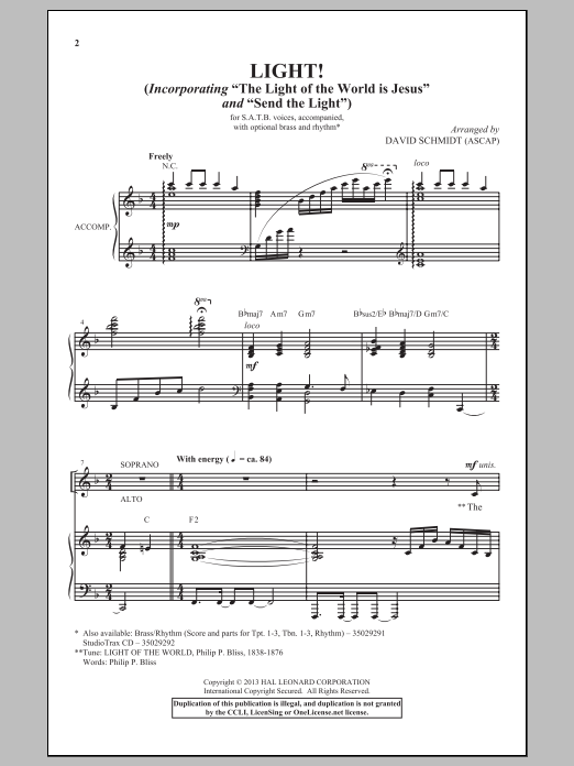 Download David Schmidt The Light Of The World Is Jesus Sheet Music and learn how to play SATB PDF digital score in minutes