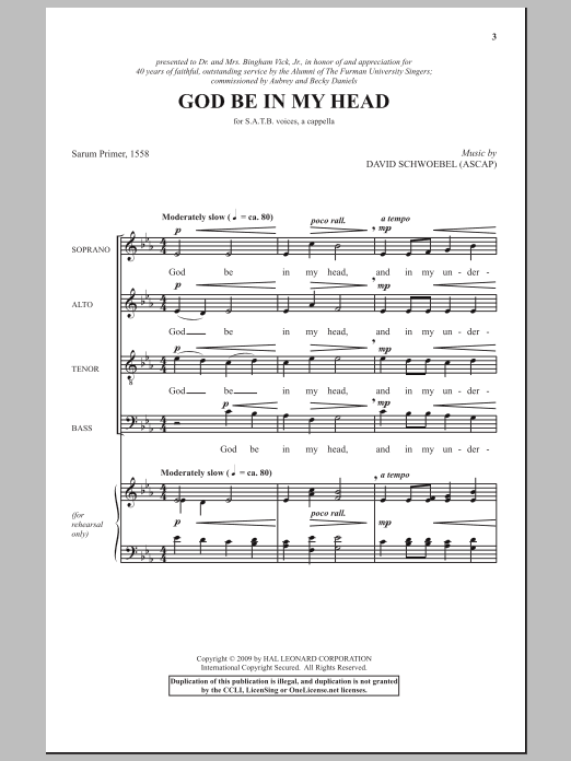 Download David Schwoebel God Be In My Head Sheet Music and learn how to play SATB Choir PDF digital score in minutes