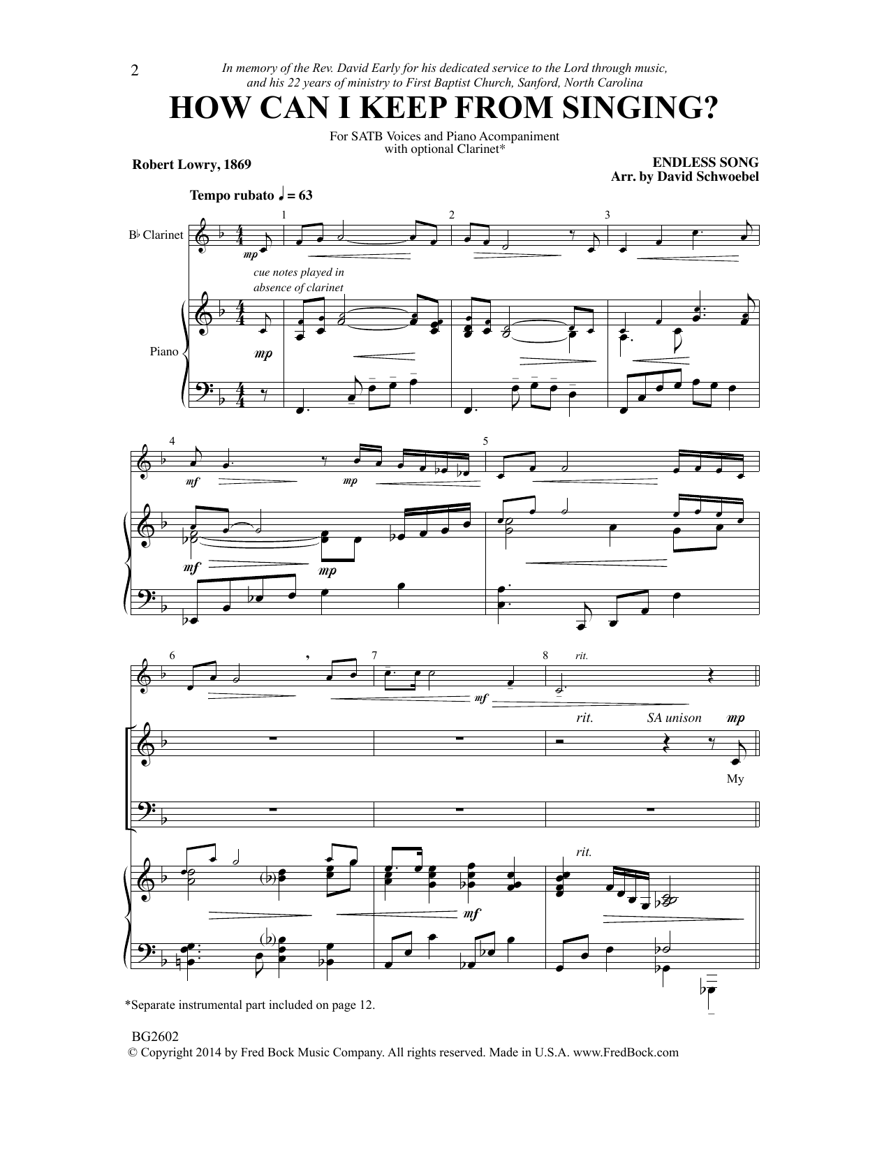 Download David Schwoebel How Can I Keep from Singing? Sheet Music and learn how to play SATB Choir PDF digital score in minutes