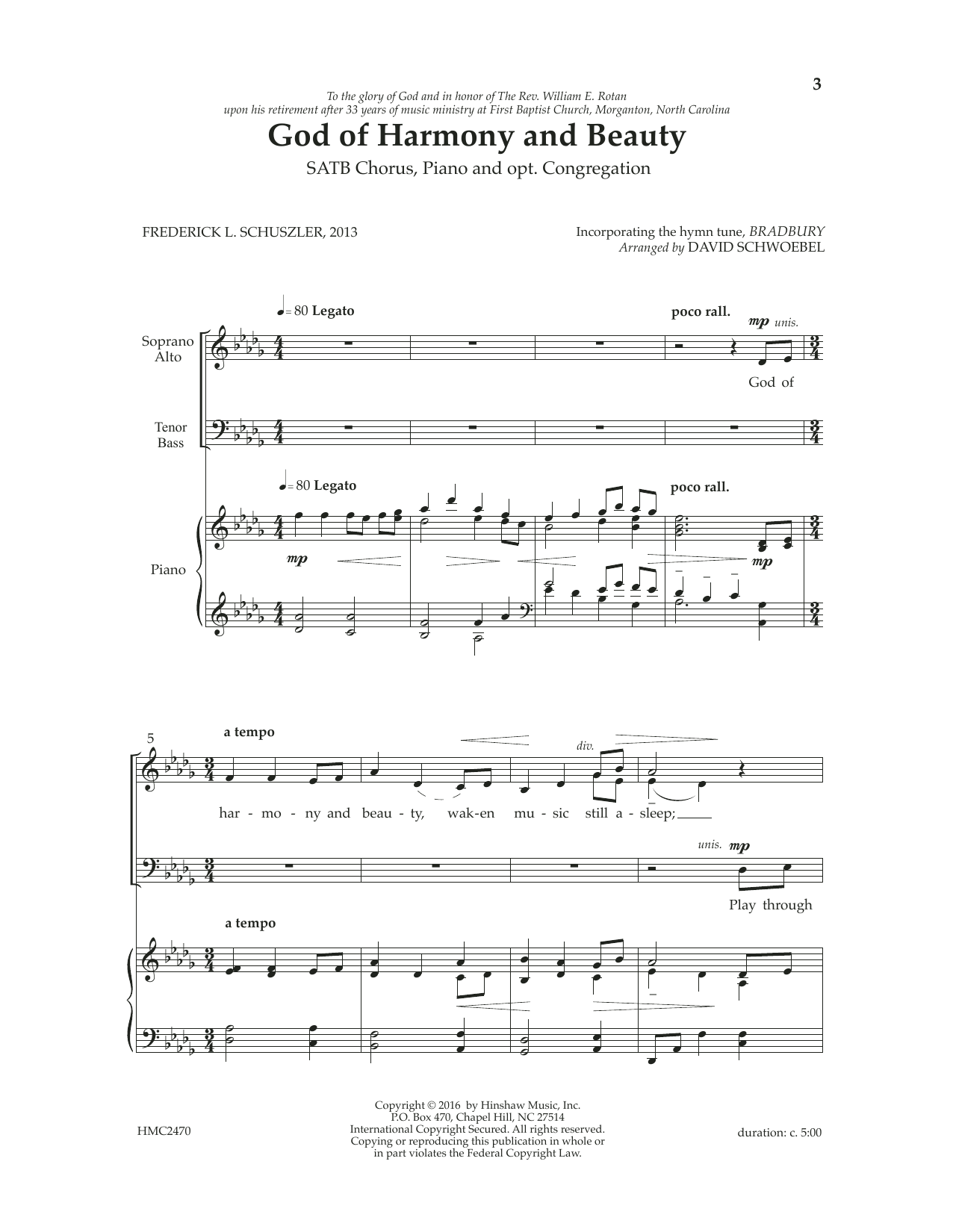 Download David Showoebel God Of Harmony And Beauty Sheet Music and learn how to play SATB Choir PDF digital score in minutes