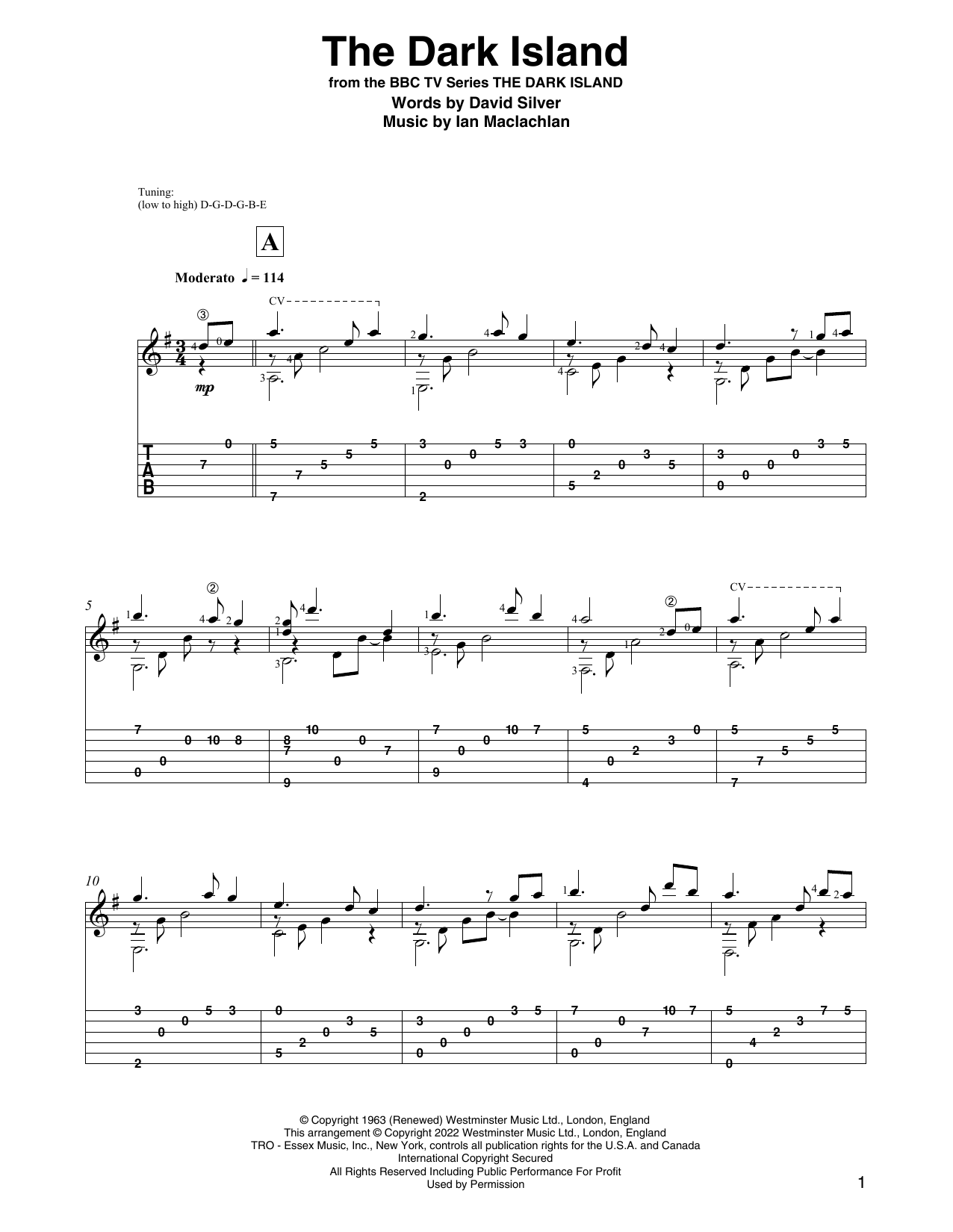 Download David Silver The Dark Island (from the BBC Series The Dark Island) (arr. David Jaggs) Sheet Music and learn how to play Solo Guitar PDF digital score in minutes