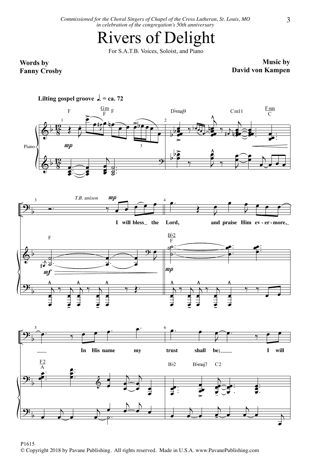 Download David Von Kampen Rivers Of Delight Sheet Music and learn how to play Piano & Vocal PDF digital score in minutes
