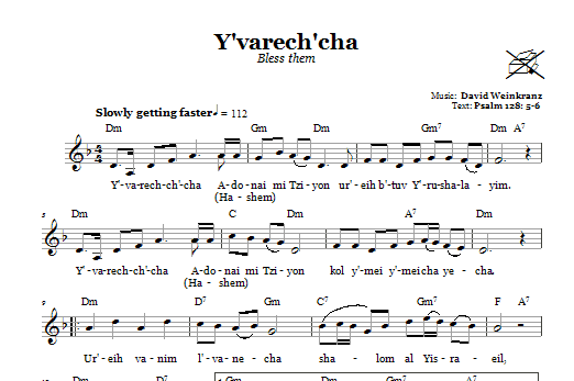 Download David Weinkranz Y'varech'cha (Bless Them) Sheet Music and learn how to play Melody Line, Lyrics & Chords PDF digital score in minutes