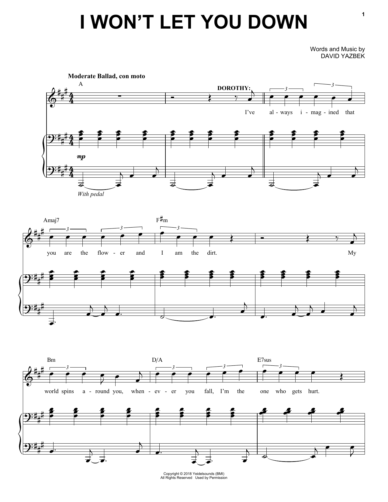 Download David Yazbek I Won't Let You Down (from the musical Tootsie) Sheet Music and learn how to play Piano & Vocal PDF digital score in minutes