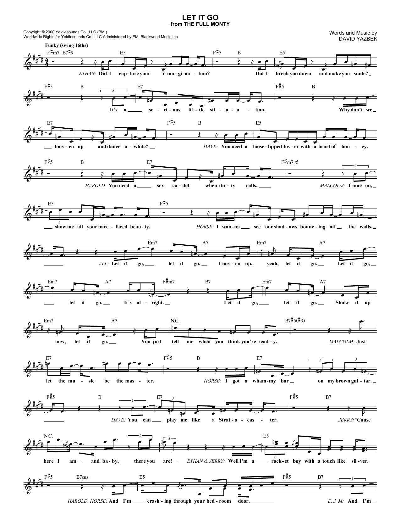 Download David Yazbek Let It Go Sheet Music and learn how to play Melody Line, Lyrics & Chords PDF digital score in minutes