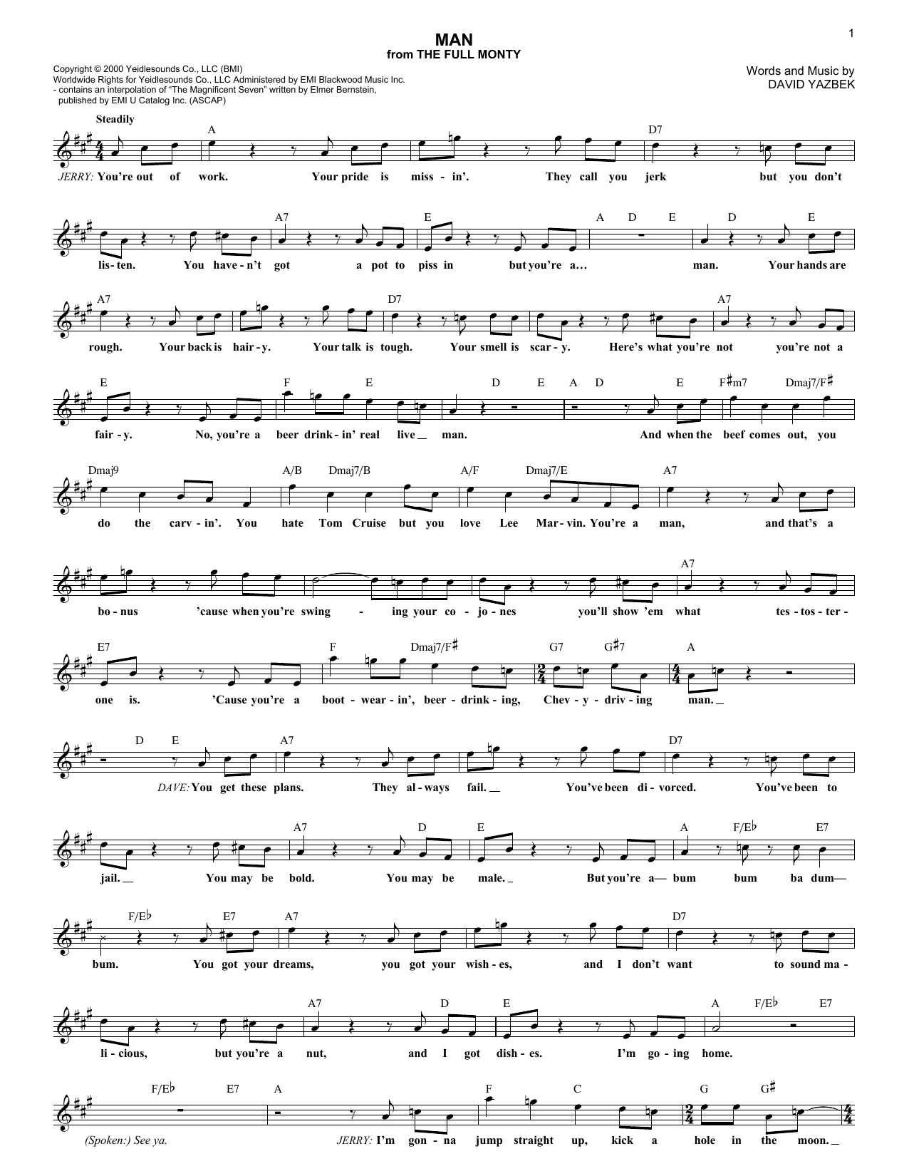 Download David Yazbek Man Sheet Music and learn how to play Piano & Vocal PDF digital score in minutes