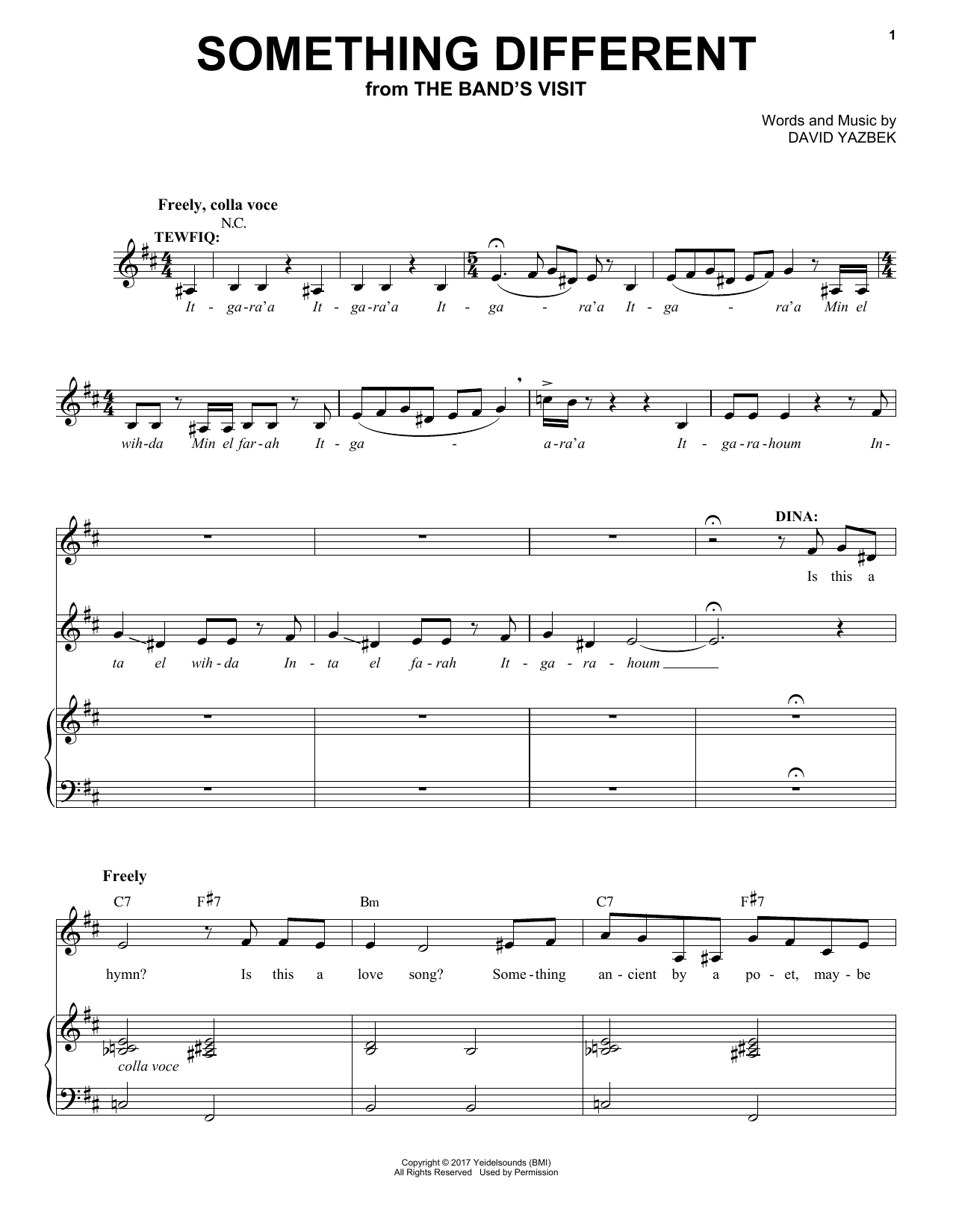 Download David Yazbek Something Different Sheet Music and learn how to play Piano & Vocal PDF digital score in minutes