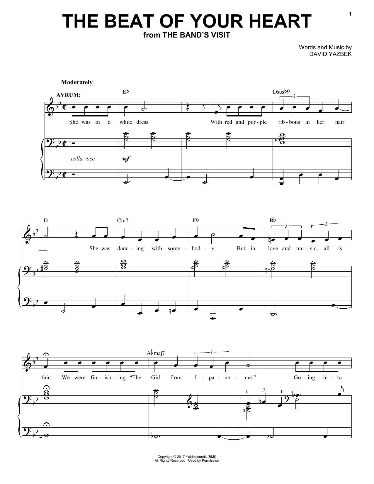Download David Yazbek The Beat Of Your Heart Sheet Music and learn how to play Piano & Vocal PDF digital score in minutes