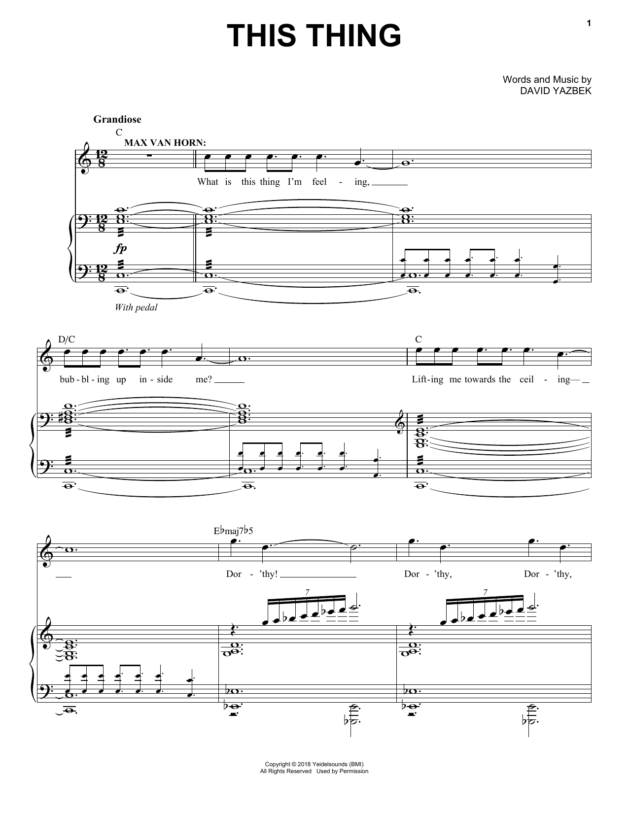 Download David Yazbek This Thing (from the musical Tootsie) Sheet Music and learn how to play Piano & Vocal PDF digital score in minutes