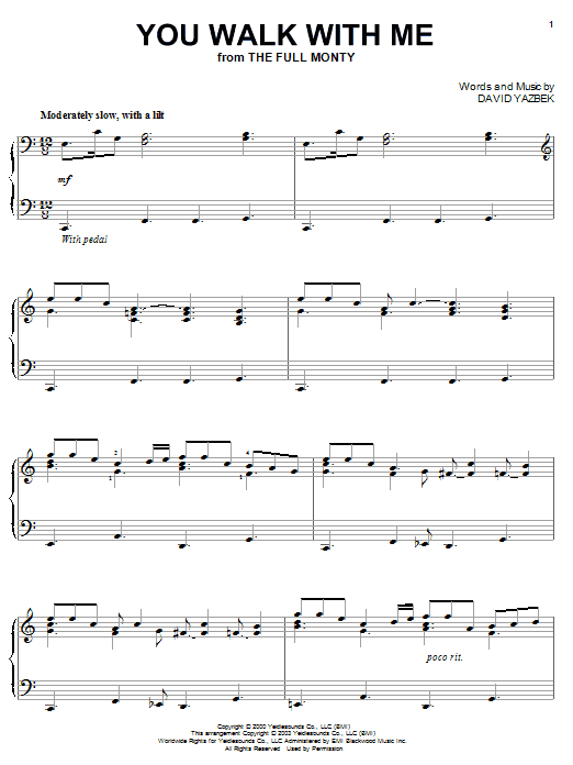 Download David Yazbek You Walk With Me Sheet Music and learn how to play Piano, Vocal & Guitar (Right-Hand Melody) PDF digital score in minutes