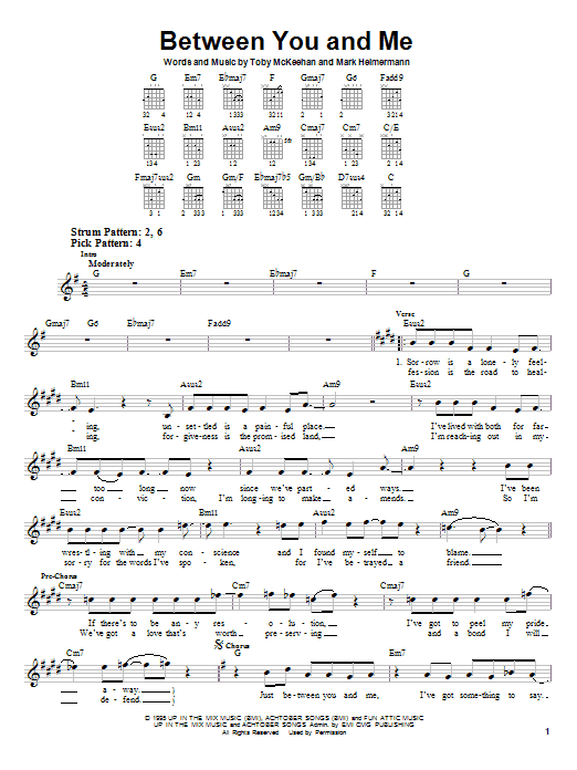Download dc Talk Between You And Me Sheet Music and learn how to play Lead Sheet / Fake Book PDF digital score in minutes