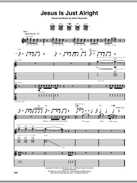 Download dc Talk Jesus Is Just Alright Sheet Music and learn how to play Guitar Tab PDF digital score in minutes