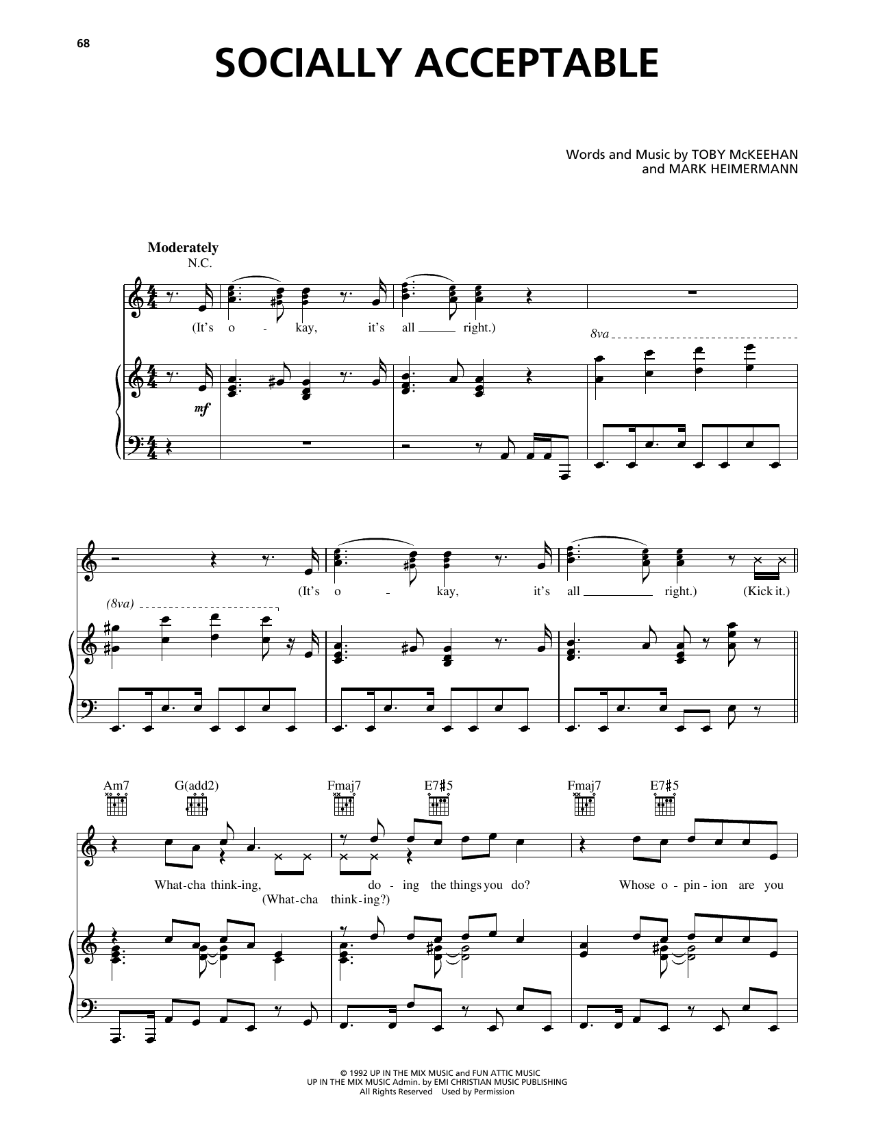 Download dc Talk Socially Acceptable Sheet Music and learn how to play Piano, Vocal & Guitar (Right-Hand Melody) PDF digital score in minutes